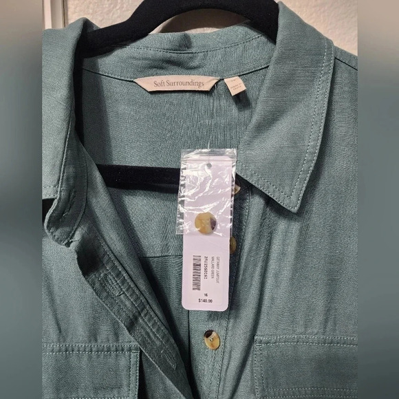 Soft Surroundings Getaway Linen Blend Jumpsuit NWT Sz 16 Casual Minimalist - Picture 6 of 12